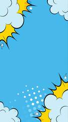 Pop Art Sky: A captivating vertical composition showcases a vibrant sky, where playful comic book elements such as cloud, explosion burst and dotted pattern merge.