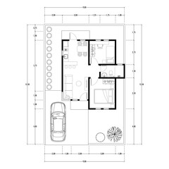 Architecture plan with furniture. home floor plan, isolated on white background, stock illustration.