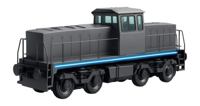 Hybrid locomotive with central control room and symmetrical wheelbase