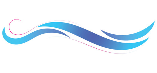 Cartoon blue ocean wave with splashes. Vector isolated illustration.