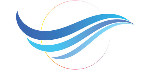 Cartoon blue ocean wave with splashes. Vector isolated illustration.