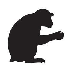 monkey silhouette. black monkey isolated on white background. vector illustration EPS 10.