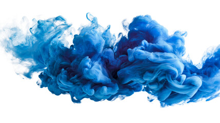 Dynamic blue smoke swirling on a transparent background