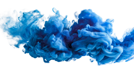 Dynamic blue smoke swirling on a transparent background