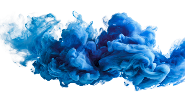 Dynamic blue smoke swirling on a transparent background
