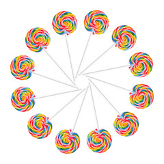 Colorful Spiral Lollipops Arranged in a Circle