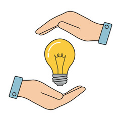hand,lightbulb,idea modern flat vector illustration for innovation creativity brainstorming design vector graphic