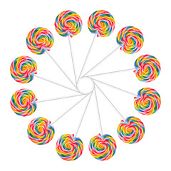 Colorful Spiral Lollipops Arranged in a Circle