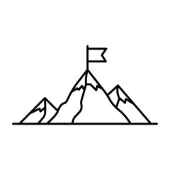 mountain,flag,peak modern line icon for goal achievement success challenge design vector graphic
