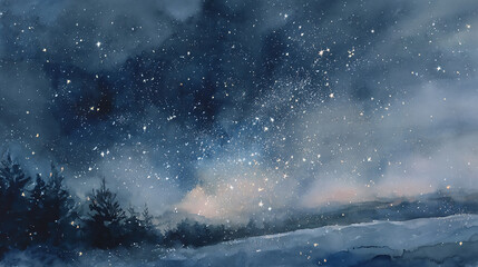 Winter Wonderland: Serene Snowfall Landscape Painting