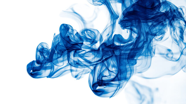 Blue smoke cloud with swirling motion, cut out transparent
