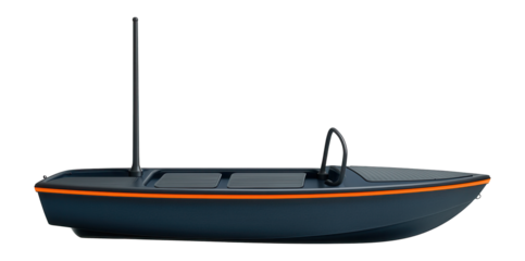 Lightweight patrol skiff with flat bottom and handheld radio mast