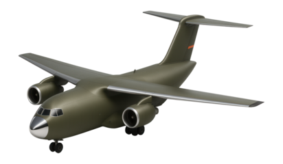 Large military cargo plane with a bulbous nose and high-mounted wings