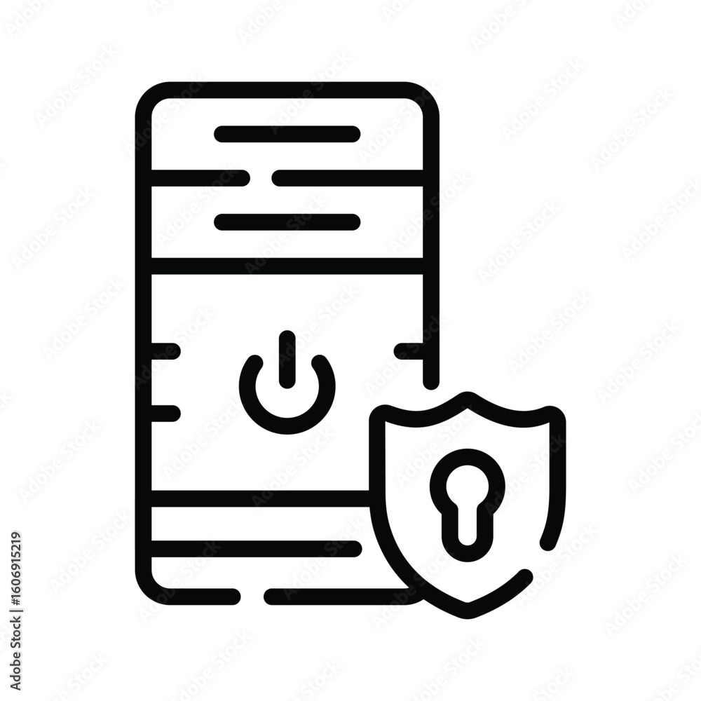 Wall mural well crafted linear icon of powerful secure cpu