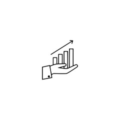 Growing graph icon flat vector design.