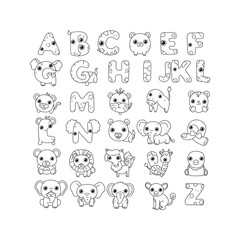 Cute Animal Alphabet Printable Coloring Pages for Kids  A to Z