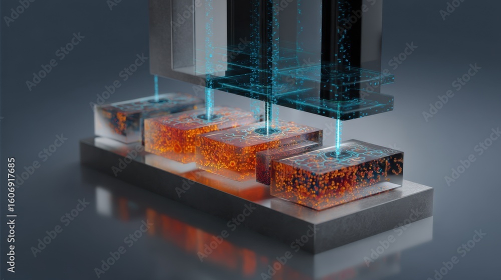 Poster bioprinting machine layering cells onto a platform, constructing a foundation for tissue engineering