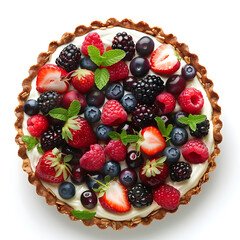 Obraz premium Berry Tart with Fresh Fruits and Cream