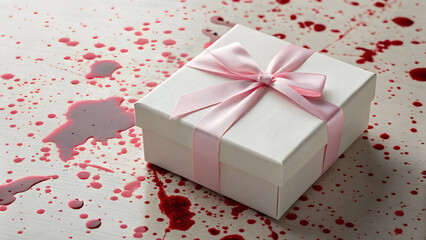Obraz premium White eyeliner on pink velvet table in gritty shadowed room