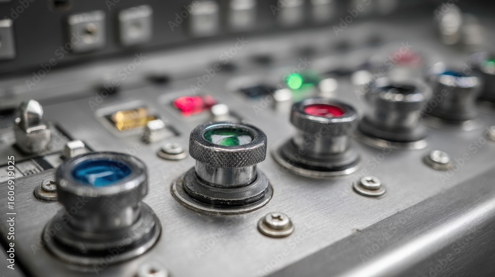 Poster closeup of various control knobs and switches, highlighting the complexity of an electrochlorination