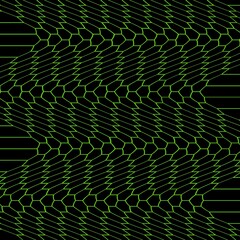 Bright green repeating hexagonal pattern with optical illusion