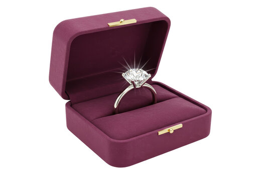 Isolated Engagement Ring in Velvet Box Proposal