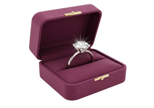 Isolated Engagement Ring in Velvet Box Proposal - Powered by Adobe