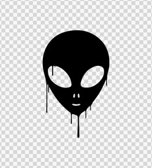 Alien Head Graffiti Vector – Editable EPS Icon in Black Dripping Stencil Style