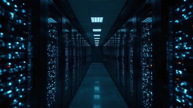 High-Tech Server Room:  Dynamic Data Center Interior