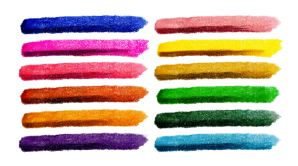 Various colorful strokes on transparent background for creative use