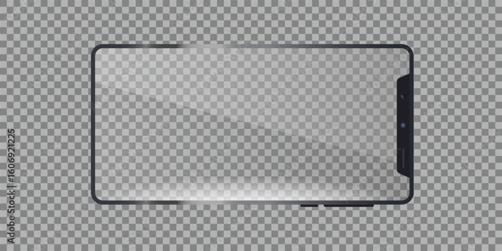 Poster wide angle mobile transparent rectangle glass panel vector style element perfect for digital banner 