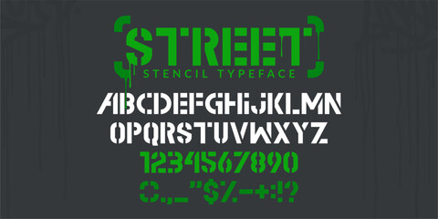 Trendy Stencil Urban Street Art Graffiti Alphabet Typeface Digital Typography Vector Illustration