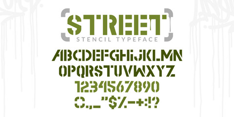 Trendy Stencil Urban Street Art Graffiti Alphabet Typeface Digital Typography Vector Illustration