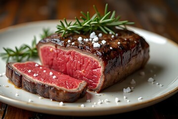 grilled beef steak with rosemary