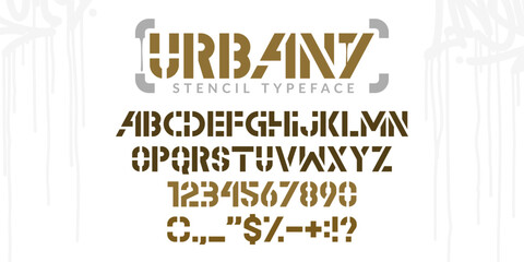Abstract Stencil Urban Street Art Graffiti Alphabet Typeface Digital Typography Vector Illustration