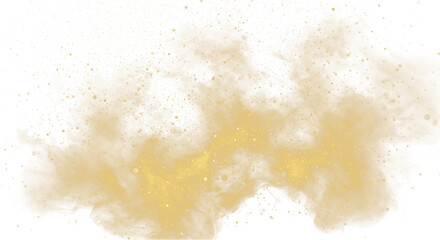 Golden Dust Cloud with Shimmering Particles isolated on a transparent background