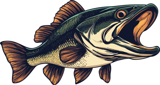 green fish with open mouth, brown fins clip art preview