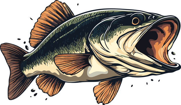 open-mouthed fish with orange fins clip art preview