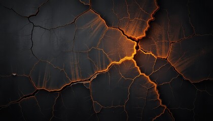 abstract grunge background with deep black cracks and soft orange glow for halloween event promotion and dark theme branding