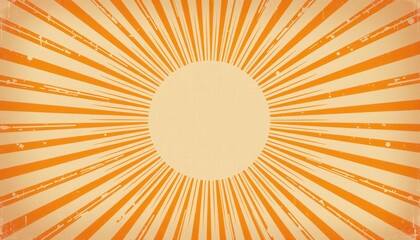 retro sunburst lines in warm orange tones on textured background for nostalgic branding and vintage design visuals