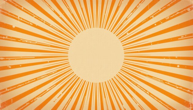 retro sunburst lines in warm orange tones on textured background for nostalgic branding and vintage design visuals