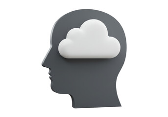 Isolated Head with Cloud Symbol Brainstorming