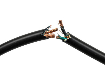 Black electrical power cord showing broken wires isolated on white or transparent backgrounOrange happy birthdayd. PNG