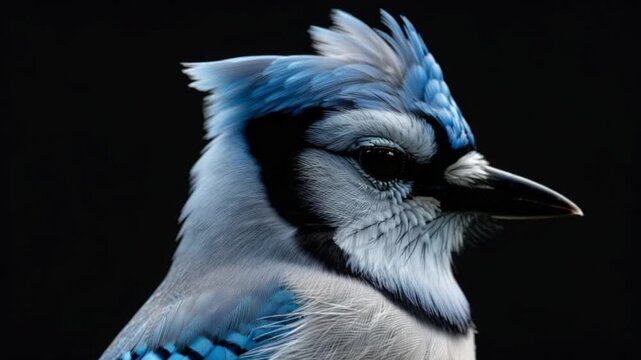 Close-up of a Blue Jay's head and neck