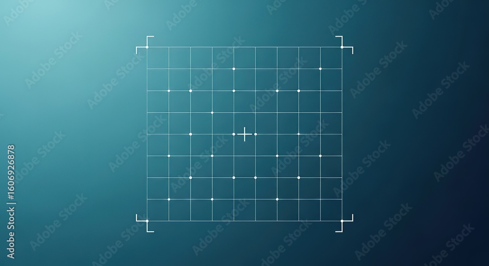 Poster abstract grid overlay on a gradient blue background with subtle light effects
