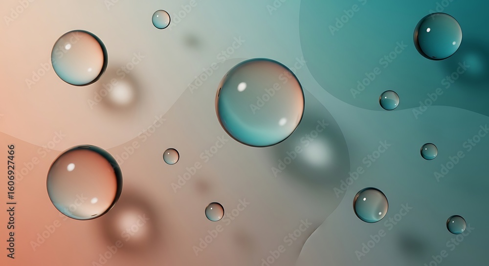 Poster abstract background featuring water droplets on a smooth color gradient surface