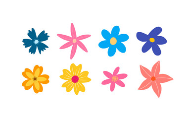 Colorful Simple Flower Design On white Background