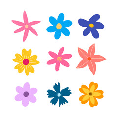 Colorful Simple Flower Design On white Background