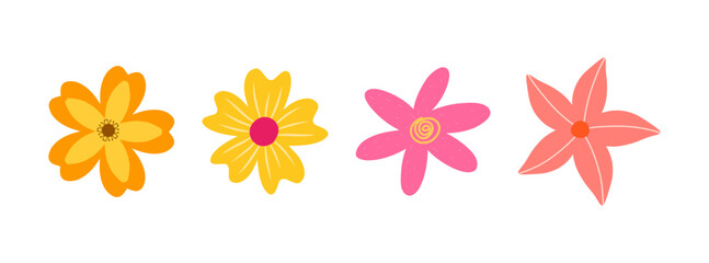 Colorful Simple Flower Design On white Background