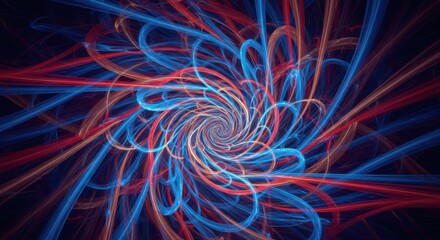Obraz premium Abstract Light Swirl Pattern with Blue and Red Neon Colors in Dynamic Spiral Design